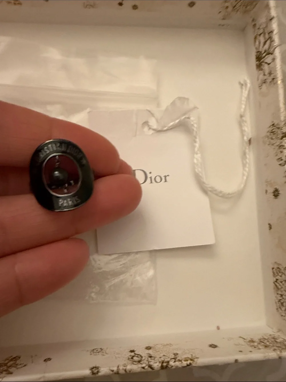 Dior Black Christian Dior Paris Logo Ring